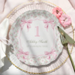 Elegant Pink Bow Coquette 1st Birthday Paper Plates<br><div class="desc">Elegant Pink Bow Coquette 1st Birthday Paper Plates. Matching items available.</div>