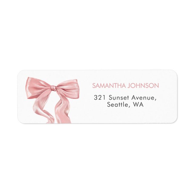 Elegant Pink Bow Coquette Address Label (Front)