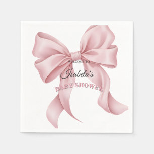 Elegant Pink Bow Coquette Baby Shower Girl Napkins