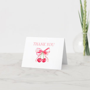 Elegant Pink Bow Coquette Baby Shower Thank you  Card
