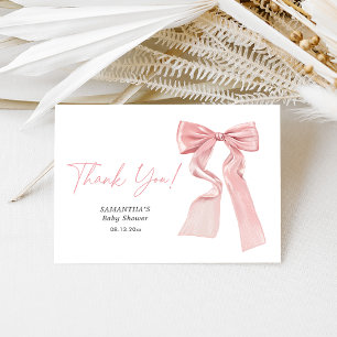 Elegant Pink Bow Coquette Baby Shower Thank You Card