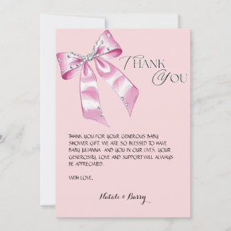 Elegant Pink Bow Coquette baby shower thank you Invitation