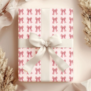 Elegant Pink Bow Coquette Feminine Wrapping Paper