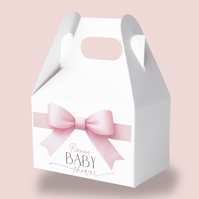 Elegant Pink Bow Coquette Girl Baby Shower Favor Boxes (Elegant Pink Bow Coquette Girl Baby Shower Favor Boxes)
