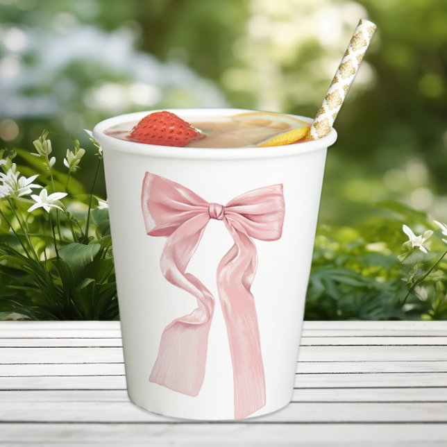 Elegant Pink Bow Coquette  Paper Cups (Creator Uploaded)