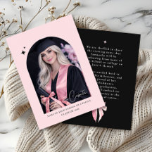 Elegant pink bow coquette photo black graduation 