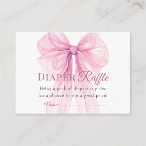Elegant Pink Bow Diaper Raffle Tickets