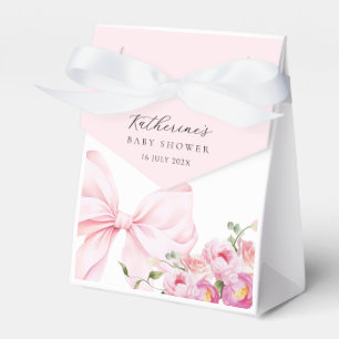  Elegant Pink Bow Floral Baby Shower Favor Boxes