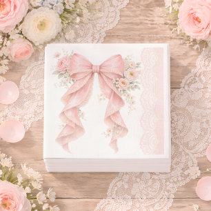 Elegant Pink Bow Flower Girl Baby Shower Napkins