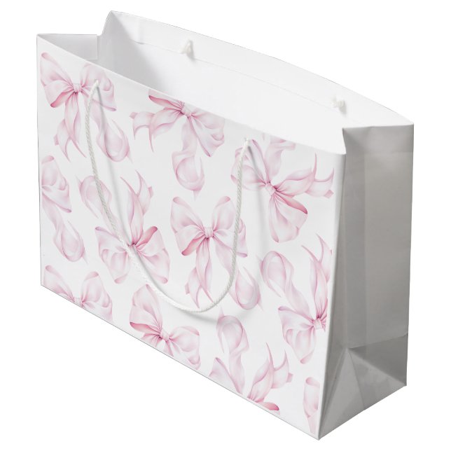 Elegant Pink Bow Gift Bag (Back Angled)