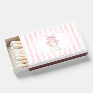 Elegant Pink Bow girl Baptism Matchboxes