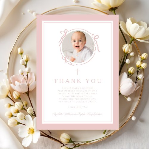 Elegant Pink Bow Girl Baptism Photo