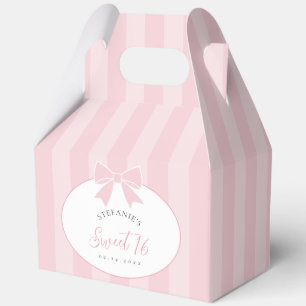 Elegant Pink Bow Girl Sweet 16 Birthday Party Favor Boxes