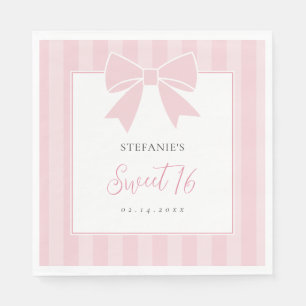Elegant Pink Bow Girl Sweet 16 Birthday Party Napkins