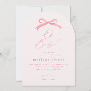 Elegant Pink Bow Girls Baby Shower Invitation