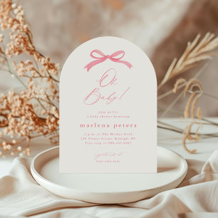 Elegant Pink Bow Girls Baby Shower Invitation