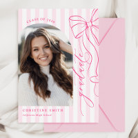Elegant Pink Bow Graduation 