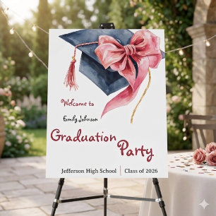 Elegant Pink Bow Graduation Party Foam Board