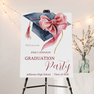 Elegant Pink Bow Graduation Party Foam Board