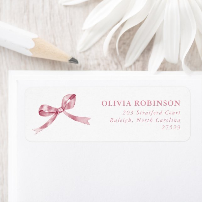 Elegant Pink Bow Graduation Return Address Label (Insitu)