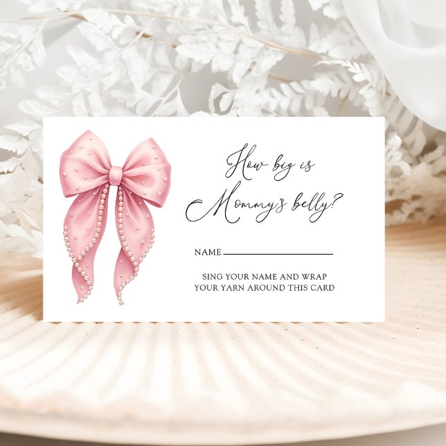 Elegant Pink Bow How Big Is Mommys Belly Enclosure Card (Creator Uploaded)