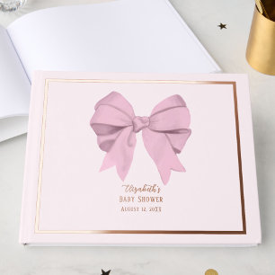 Elegant Pink Bow It's a Girl Baby Shower Rose Gold Foil Guest Book