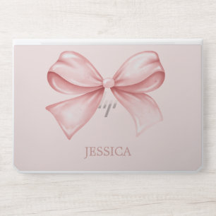 Elegant Pink Bow & Name Personalized HP Laptop Skin