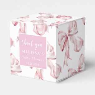 Elegant Pink Bow Pearls Baby Shower Favor  Boxes