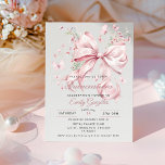 Elegant Pink Bow & Pearls Quinceañera Invitation<br><div class="desc">Celebrate her special day with the Elegant Pink Bow and Pearls Quinceañera Invitation, beautifully designed with delicate wildflowers, a butterflies, and a chic satin bow. Perfect for creating a timeless and feminine look, this design is ideal for pink quinceañera invitations and elegant birthday invitations. Whether you are planning a traditional...</div>
