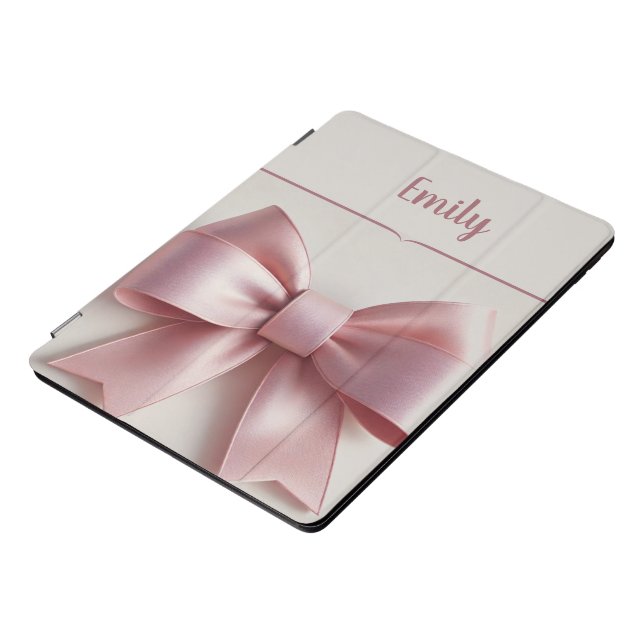 Elegant Pink Bow Personalized iPad Smart Cover (Side)