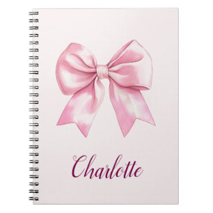 Elegant Pink Bow Personalized Spiral Notebook