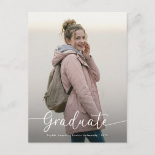 Elegant Pink Bow Photo Graduation Invitation Postcard