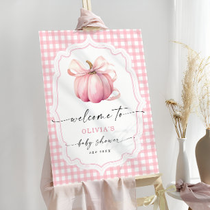 Elegant Pink Bow Pumpkin Baby Shower Welcome Foam Board