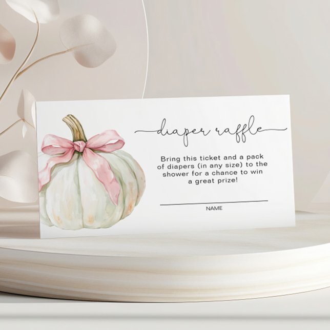 Elegant Pink Bow Pumpkin Diaper Raffle Card (Creator Uploaded)