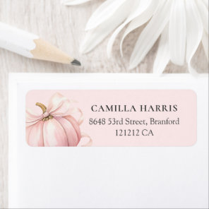 Elegant Pink Bow Pumpkin  Label