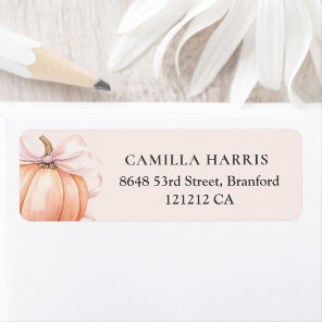Elegant Pink Bow Pumpkin  Label