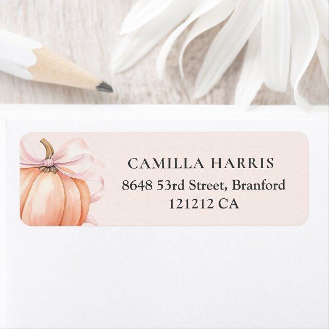 Elegant Pink Bow Pumpkin  Label (Creator Uploaded)