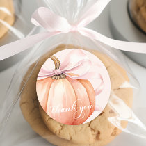 Elegant Pink Bow Pumpkin Thank You Sticker