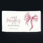 Elegant Pink Bow Quinceanera Banner<br><div class="desc">Use this blush pink bow quinceanera birthday party banner to welcome your guests and as a photo backdrop during your celebration. Illustrated and designed by Patricia Alvarez.</div>