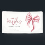Elegant Pink Bow Quinceanera Banner<br><div class="desc">Use this blush pink bow quinceanera birthday party banner to welcome your guests and as a photo backdrop during your celebration. Illustrated and designed by Patricia Alvarez.</div>