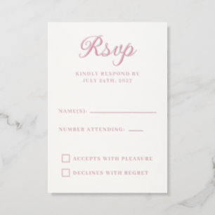 Elegant Pink Bow Quinceañera Letterpress RSVP Cards