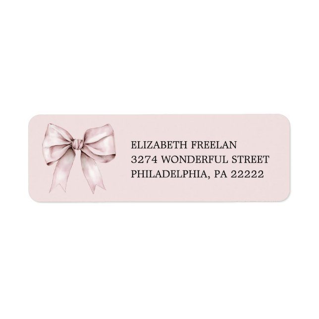 Elegant pink bow return adress  label (Front)