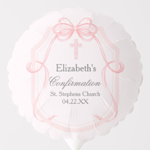 Elegant Pink Bow Ribbon Confirmation Party Balloon