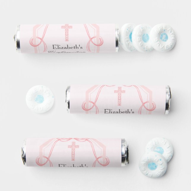 Elegant Pink Bow Ribbon Confirmation Party Breath Savers® Mints (Assorted)