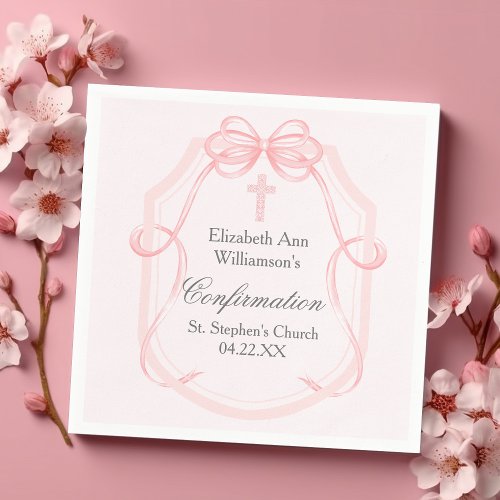 Elegant Pink Bow Ribbon Confirmation Party