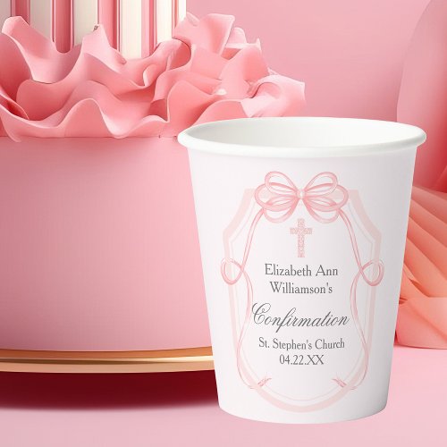 Elegant Pink Bow Ribbon Confirmation Party