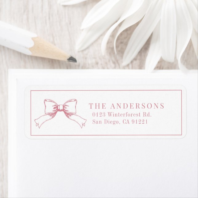 Elegant Pink Bow/Ribbon Return Address Label (Insitu)