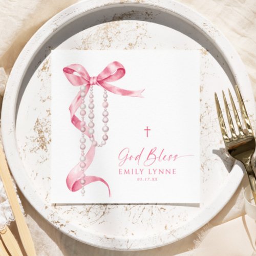 Elegant Pink Bow & Rosary Baptism