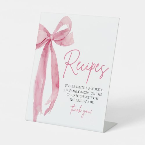 Elegant Pink Bow Shes Tying the Knot Recipes Sign