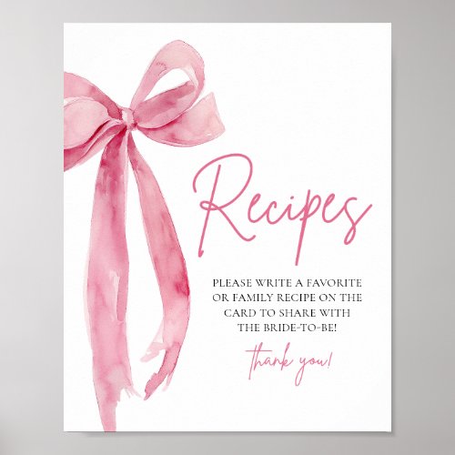 Elegant Pink Bow Shes Tying the Knot Recipes Sign